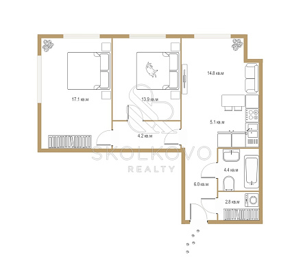 3-х комнатная квартира площадью 69 кв.м.