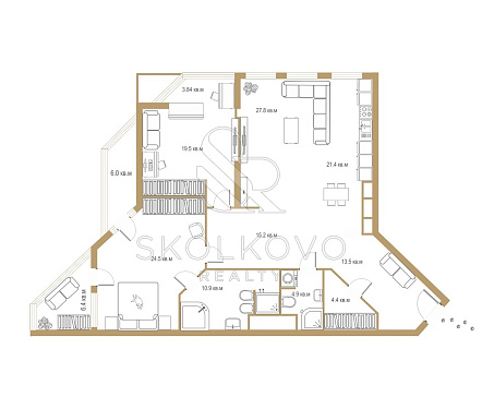 3-х комнатная квартира площадью 144,9 кв.м.