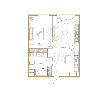 2-х комнатная квартира площадью 64,4 кв.м.