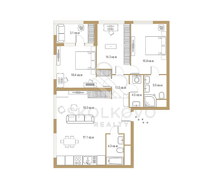 4-х комнатная квартира площадью 116 кв.м.