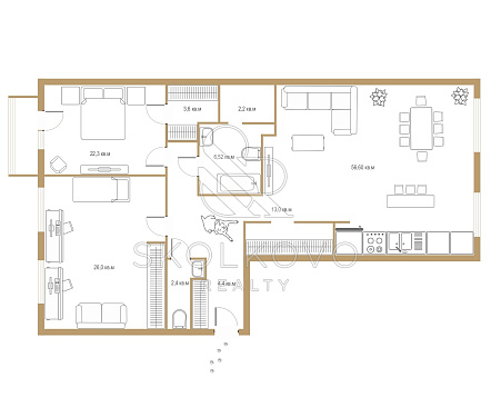 3-х комнатная квартира площадью 140 кв.м.
