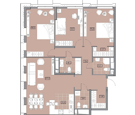4-х комнатная квартира площадью 111,6 кв.м.