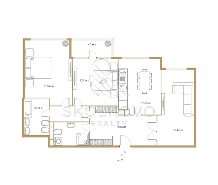 3-х комнатная квартира площадью 117 кв.м.