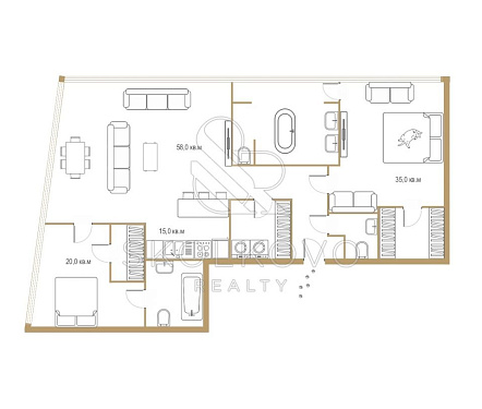 3-х комнатный апартамент площадью 170 кв.м.