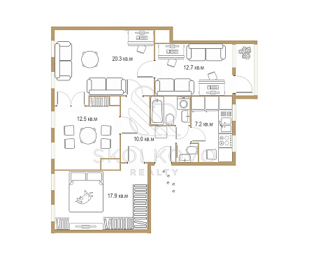 4-х комнатная квартира площадью 86,4 кв.м.