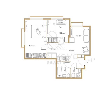  квартира новостройка площадью 54,1 кв.м.