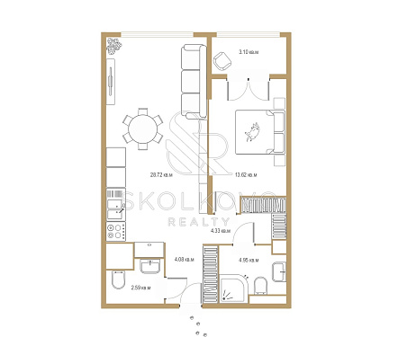 2-х комнатная квартира площадью 63 кв.м.