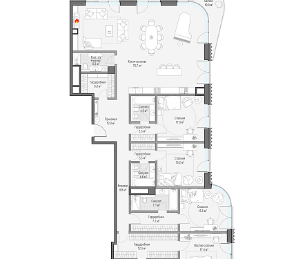  квартира новостройка площадью 227,4 кв.м.