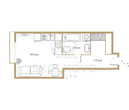  квартира новостройка площадью 25 кв.м.