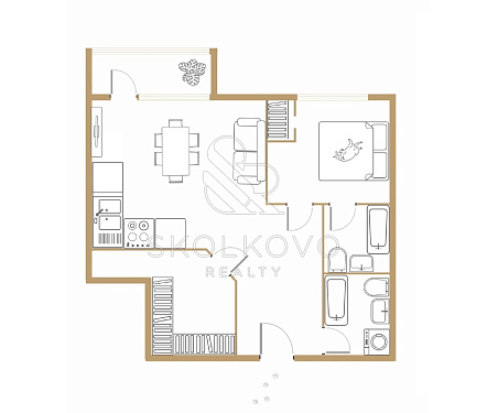 2-х комнатная квартира площадью 65 кв.м.