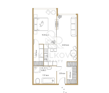2-х комнатная квартира площадью 60 кв.м.