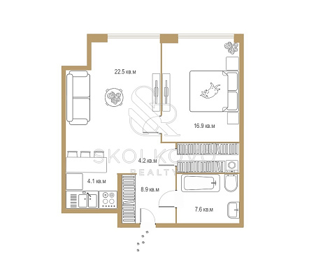 2-х комнатная квартира площадью 60 кв.м.
