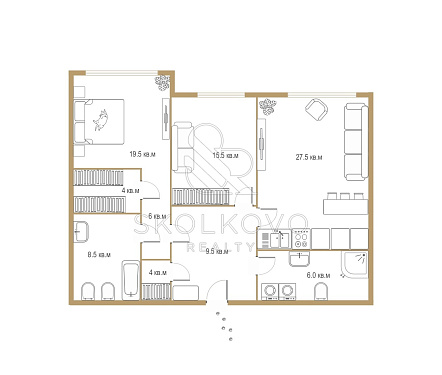 3-х комнатная квартира площадью 103 кв.м.