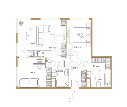 3-х комнатная квартира площадью 71,1 кв.м.
