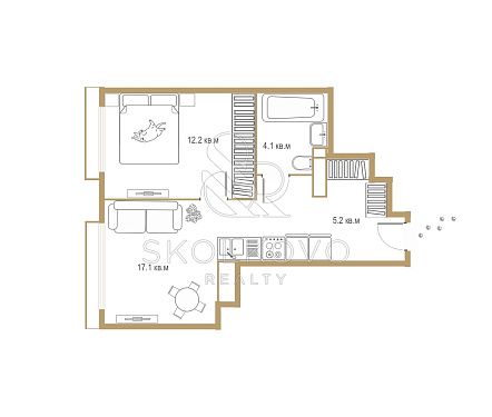 квартира новостройка площадью 38,6 кв.м.