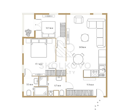 3-х комнатная квартира площадью 96,6 кв.м.