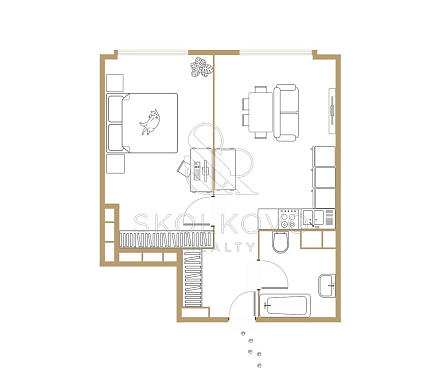 2-х комнатная квартира площадью 42,4 кв.м.