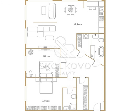 3-х комнатная квартира площадью 129 кв.м.