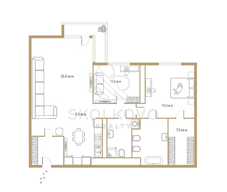 3-х комнатная квартира площадью 101 кв.м.