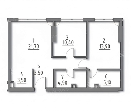  квартира новостройка площадью 63 кв.м.
