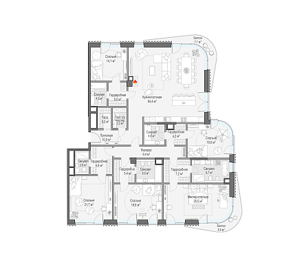  квартира новостройка площадью 250,3 кв.м.