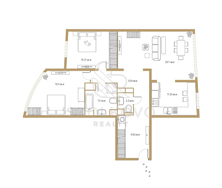 3-х комнатная квартира площадью 103,7 кв.м.