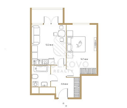 2-х комнатная квартира площадью 38 кв.м.