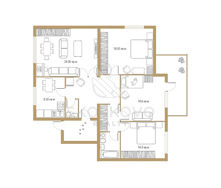 4-х комнатная квартира площадью 114 кв.м.