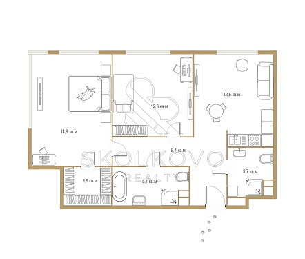  квартира новостройка площадью 61,3 кв.м.