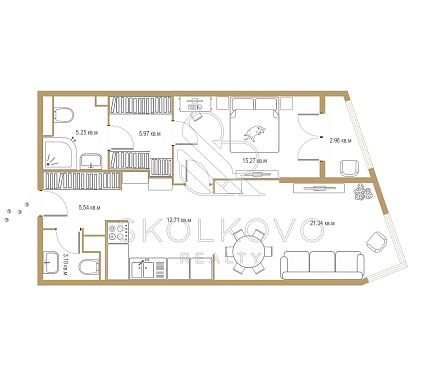 2-х комнатная квартира площадью 63 кв.м.