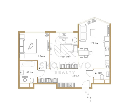 3-х комнатная квартира площадью 62 кв.м.