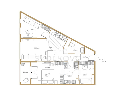 2-х комнатная квартира площадью 63 кв.м.